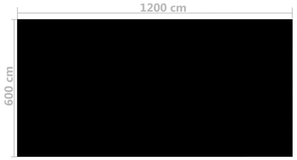 Cobertura retangular para piscina 1200x600 cm PE preto