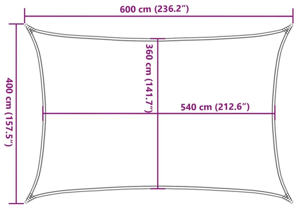 Para-sol estilo vela 160 g/m² 4x6 m PEAD castanho