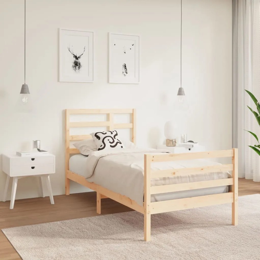 3105825 vidaXL Estrutura de cama solteiro 90x190 cm madeira maciça