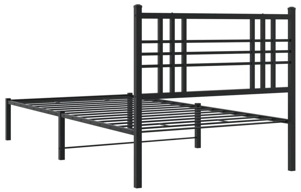 Estrutura de cama com cabeceira 90x190 cm metal preto