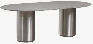 Mesa De Jantar Oval 220 X 110 Cm Luceida Aço Inoxidável Escovado & Aço Inoxidável Escovado - Sklum