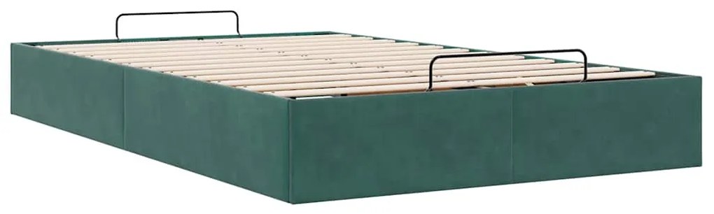 Otomano Bed Frame No Colchão Verde Escuro 120x200 cm Veludo