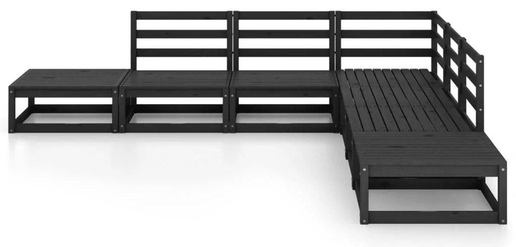 7 pcs conjunto lounge de jardim pinho maciço preto
