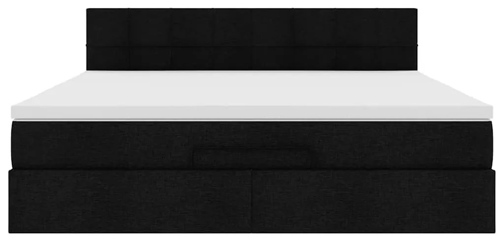 Estrutura de cama otomana com colchão 160x200 cm tecido preto