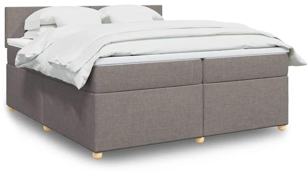 vidaXL Cama com molas/colchão 200x200 cm tecido castanho-acinzentado