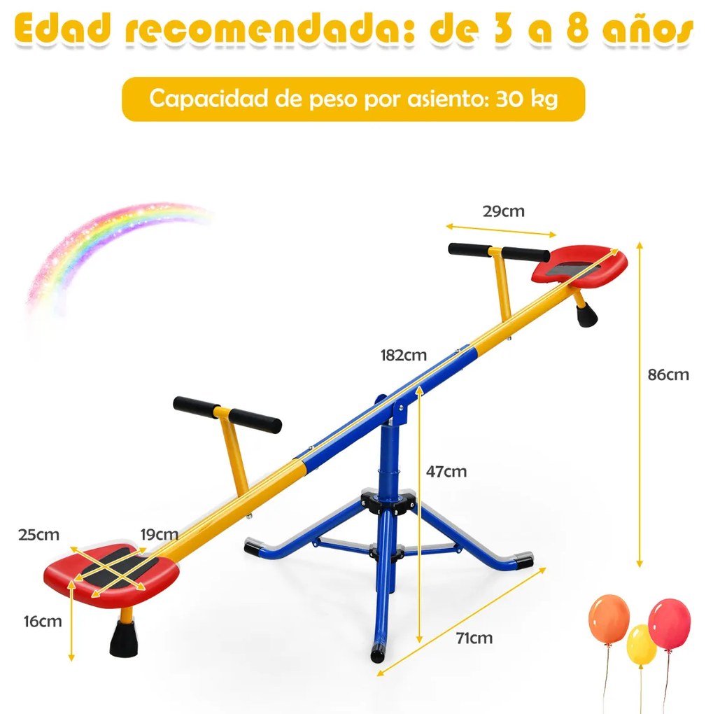 Baloiço giratório de 360° para crianças com 2 assentos com bloqueio de pernas para pátio exterior