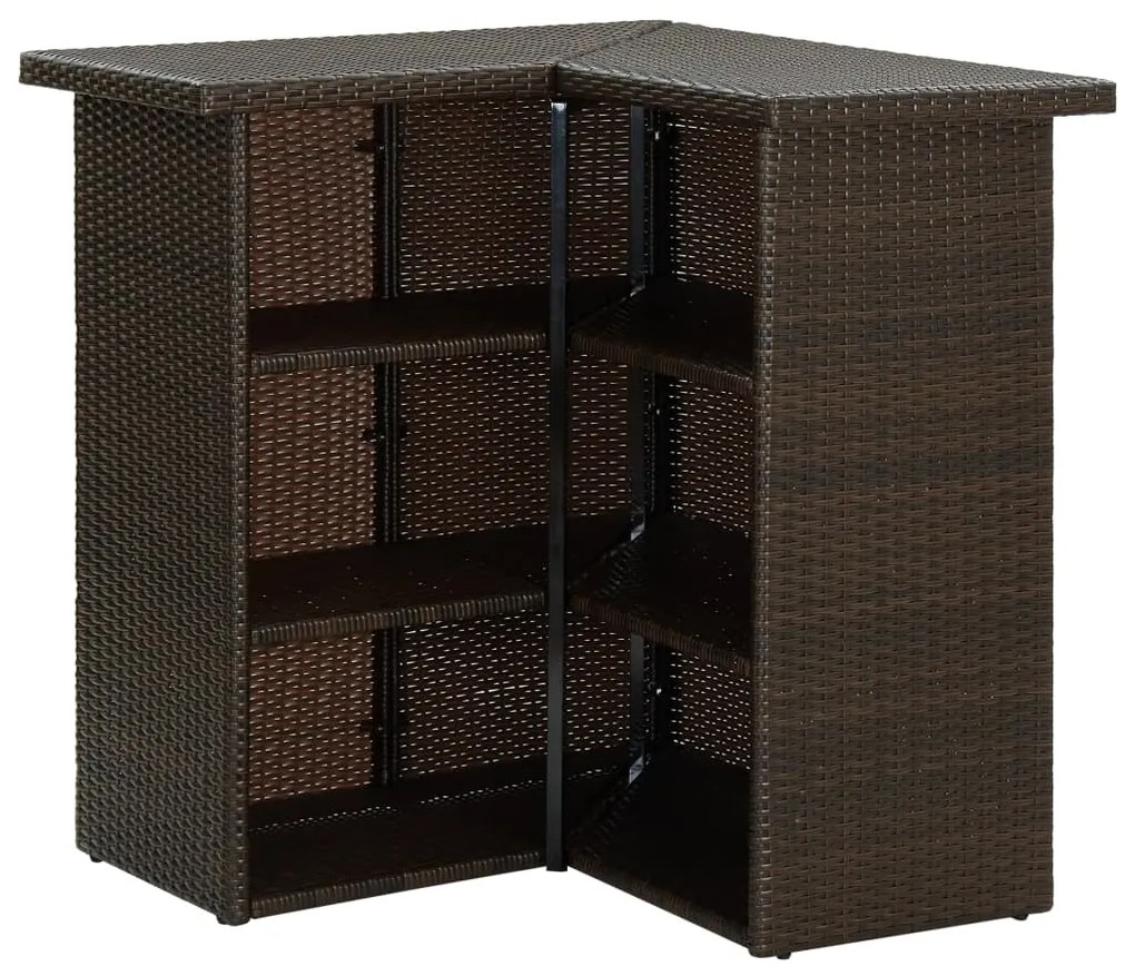 4 pcs conjunto de bar p/ jardim com almofadões vime PE castanho