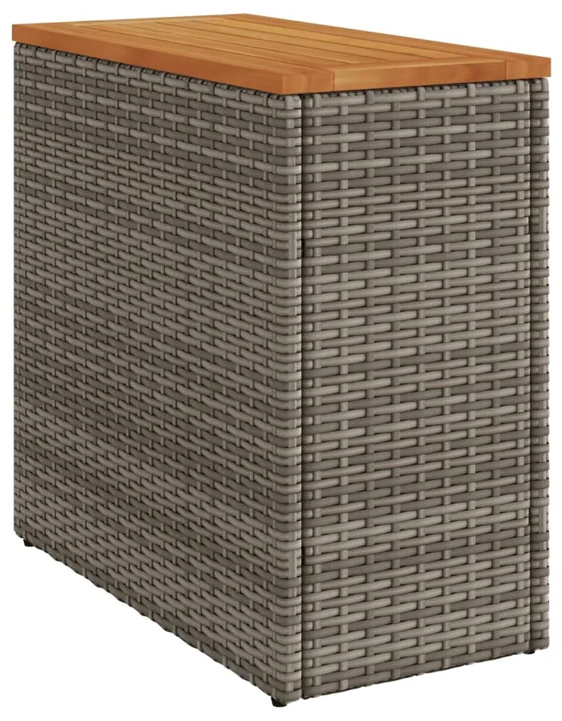 Mesa apoio jardim c/ tampo madeira 58x27,5x55 cm vime PE cinza