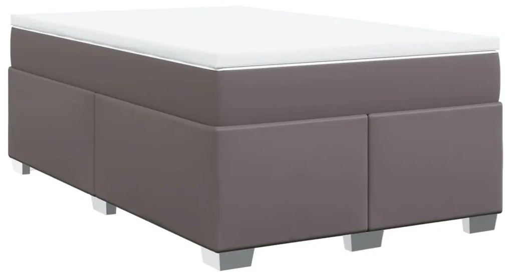 Cama com molas/colchão 120x200 cm couro artificial cinzento