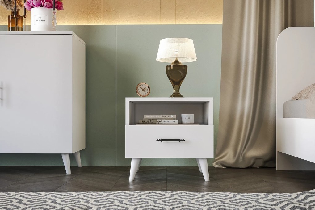 Conjunto de Quarto Royal – Branco – Roupeiro 175x182x50 cm, Estrado 16