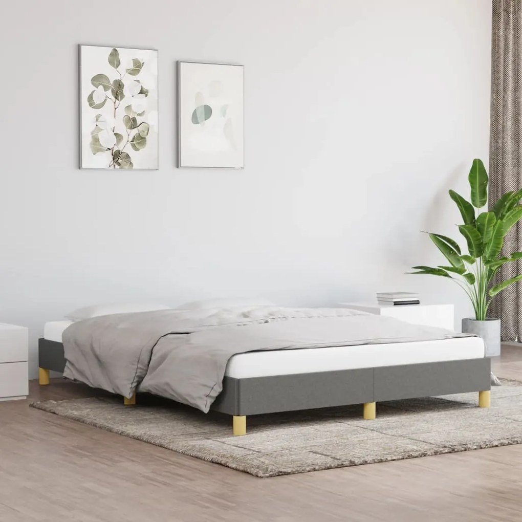 Estrutura de cama sem colchão 160x200 cm tecido cinzento-escuro