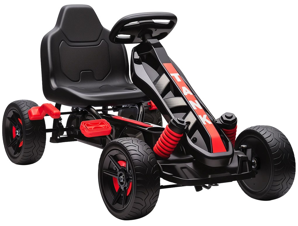 Kart a Pedais para Crianças com Embraiagem Automática Travão e Rodas Antiderrapantes em EVA 100x59x60,5 cm Vermelho