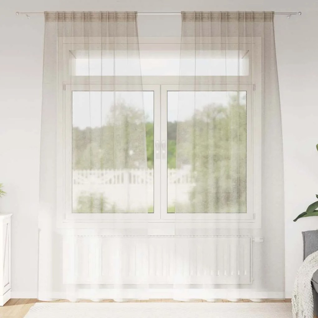 Cortinas com cortinas 2 pcs Areia 140 x 225 cm Poliéster