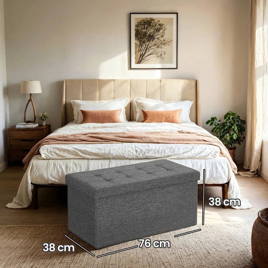 Banco com espaço de arrumação 38 x 76 x 38 cm cinza ardósia
