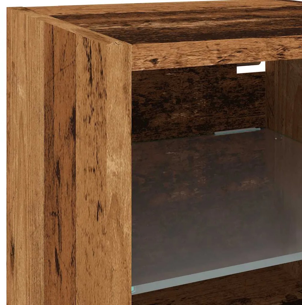 Móveis parede p/ TV luzes LED 2 pcs 30x28,5x30 cm madeira velha