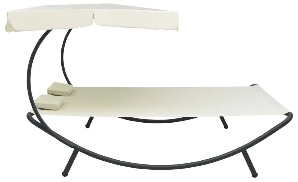 Espreguiçadeira com toldo e almofadas branco nata