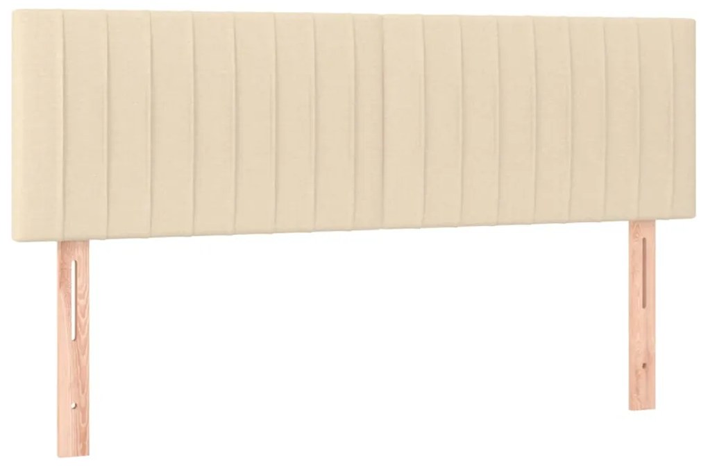 Cabeceira de cama c/ luzes LED tecido 144x5x78/88 cm cor creme