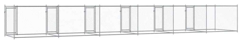 Jaula para cão com portas 12x2x1,5 m aço galvanizado cinzento