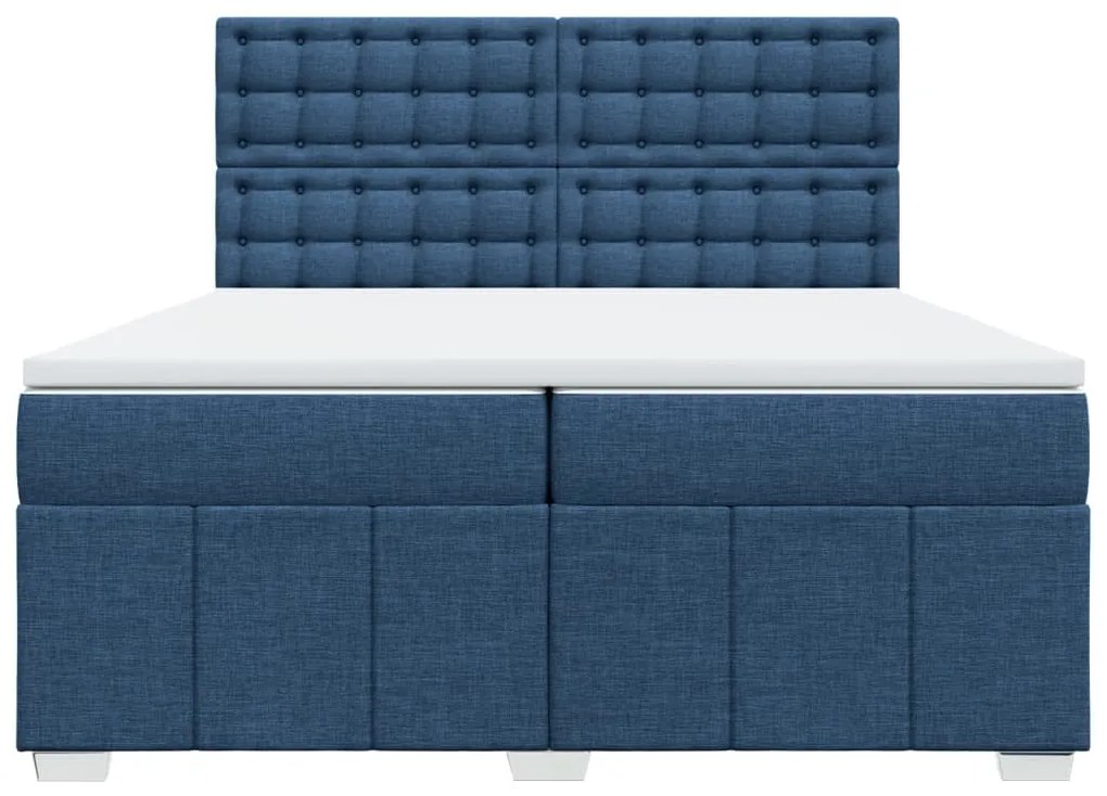 Cama com molas/colchão 200x200 cm tecido azul