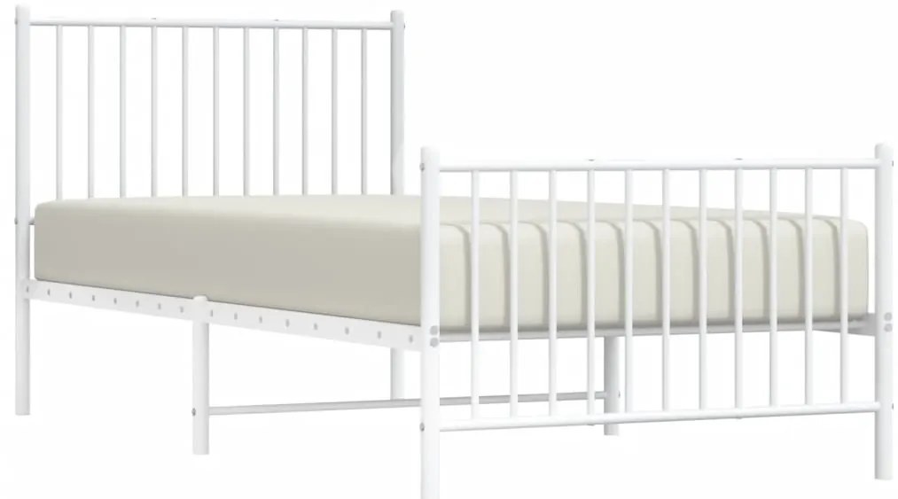 Estrutura de cama com cabeceira e pés 90x200 cm metal branco