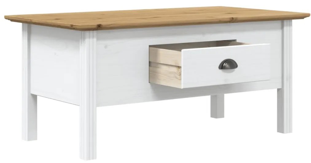 Mesa de centro BODO 100x55x45 cm pinho maciço branco/castanho