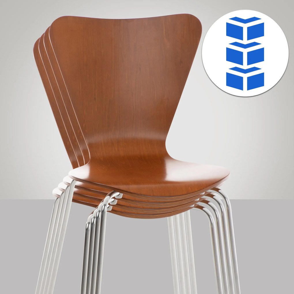 Cadeira para cozinha e sala de jantar empilhável Calisto 45 x 85 x 49 cm Castanho