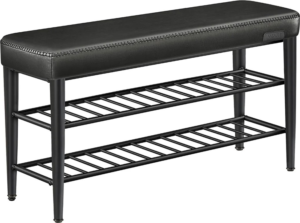 Banco para sapatos da coleção EKHO com costuras 30 x 100 x 50 cm Preto