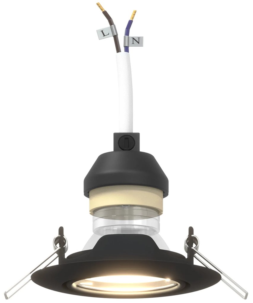 Luminárias Embutidas 12 pcs Redondas GU10 Pretas Ø90 mm em Aço