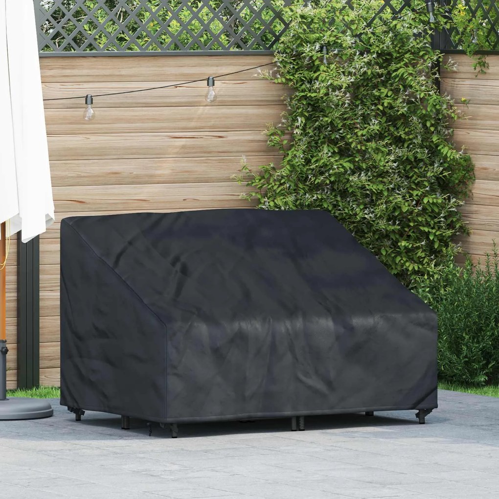 vidaXL Capa para banco de jardim Preto 130 x 95 x 40 / 80 cm Tecido 600D