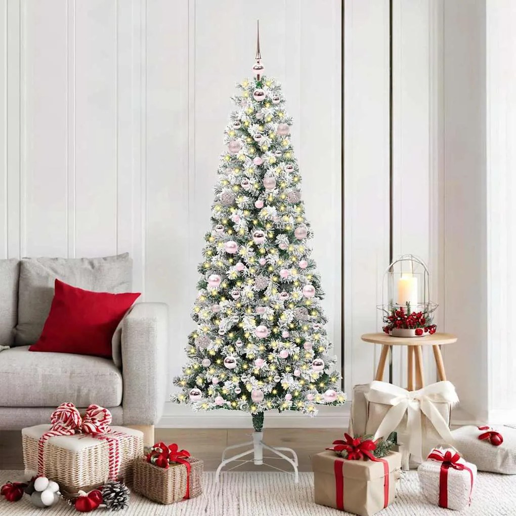 vidaXL Árvore de Natal Articulada Artificial Verde e Branco 180 cm