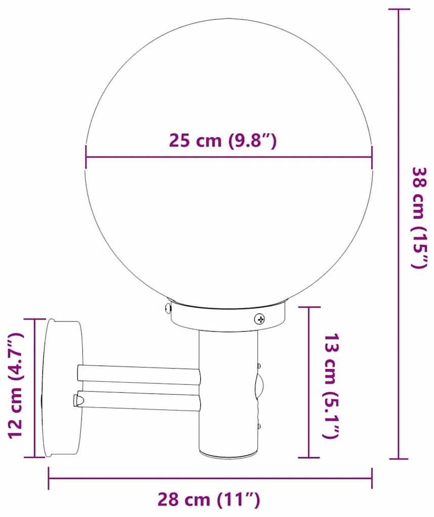 Luz de Parede Externa com Sensor Preta Aço Inoxidável IP44