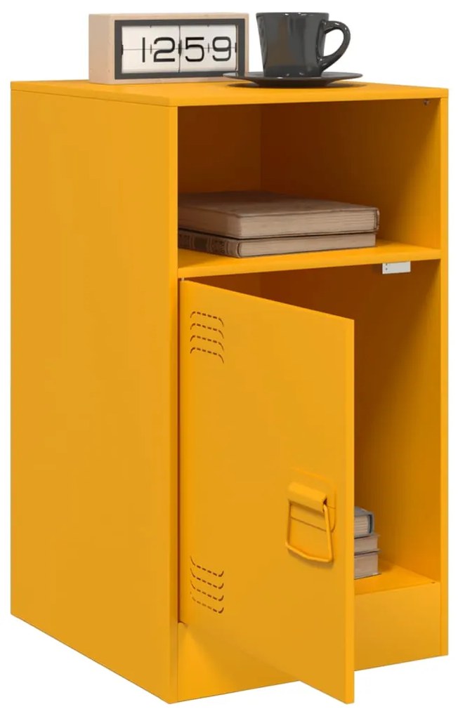 Mesas de cabeceira 2 pcs 34,5x39x62 cm aço amarelo mostarda