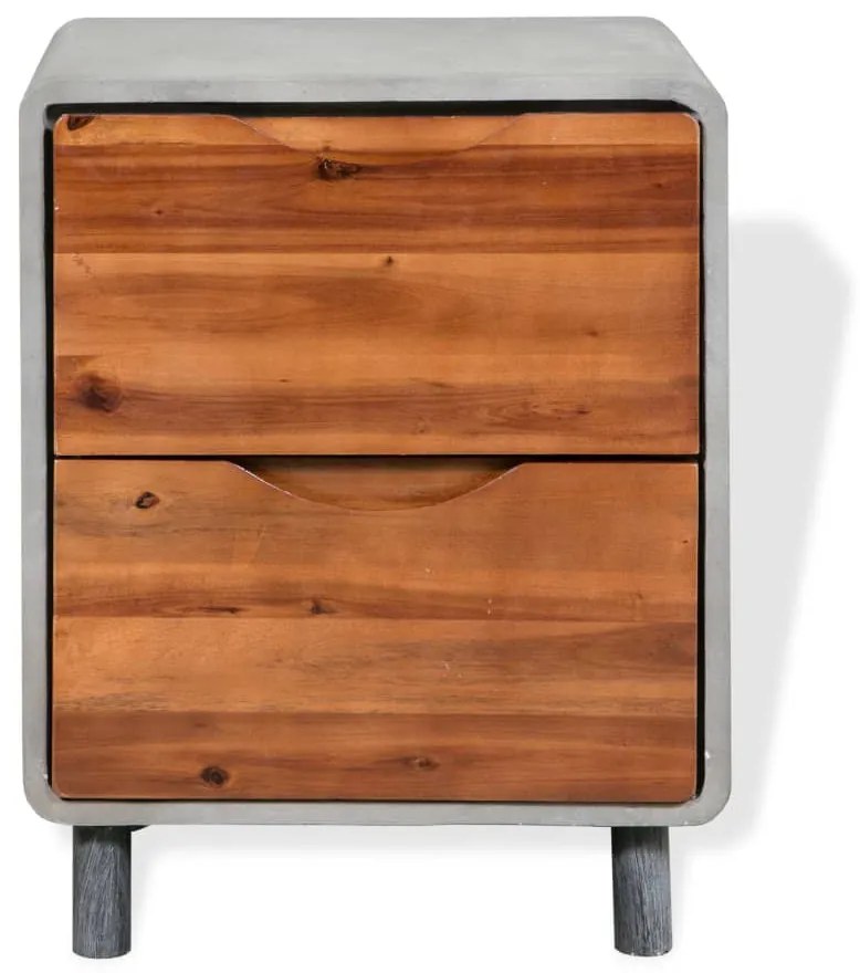 Mesa de cabeceira em betão e madeira acácia maciça 40x30x50 cm