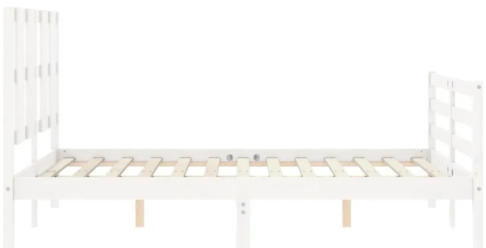 Estrutura de cama com cabeceira 140x190cm madeira maciça branco