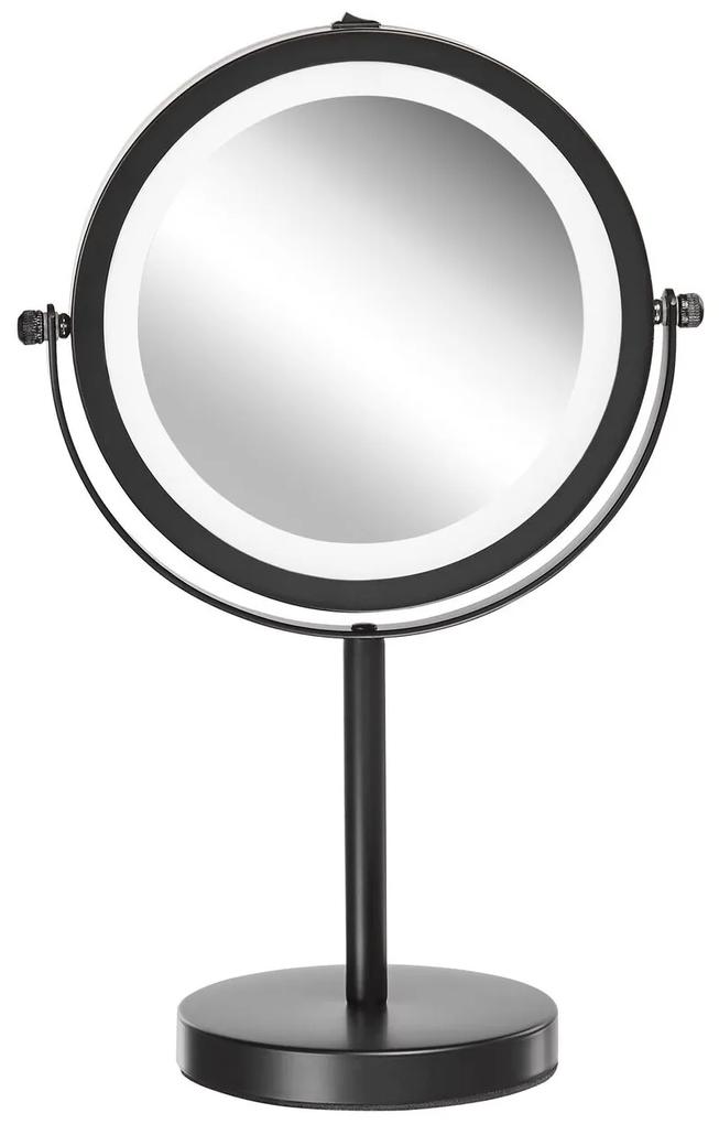 Espelho de maquilhagem preto com LED ø 17 cm TUCHAN Beliani