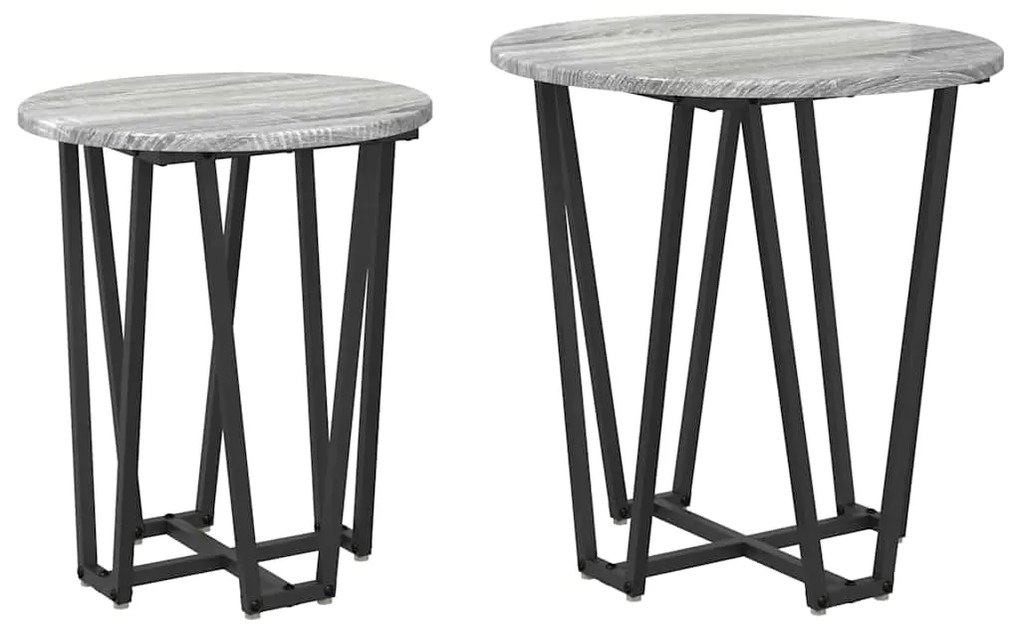Conjunto de Mesas de Apoio 2 pcs Cinza Sonoma em Madeira e Metal