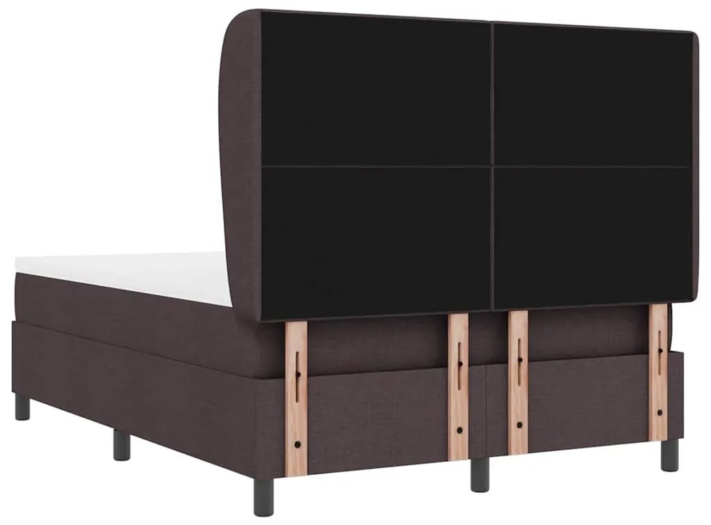Cama Box com Colchão - Castanho Escuro, 140x200 cm, Tecido
