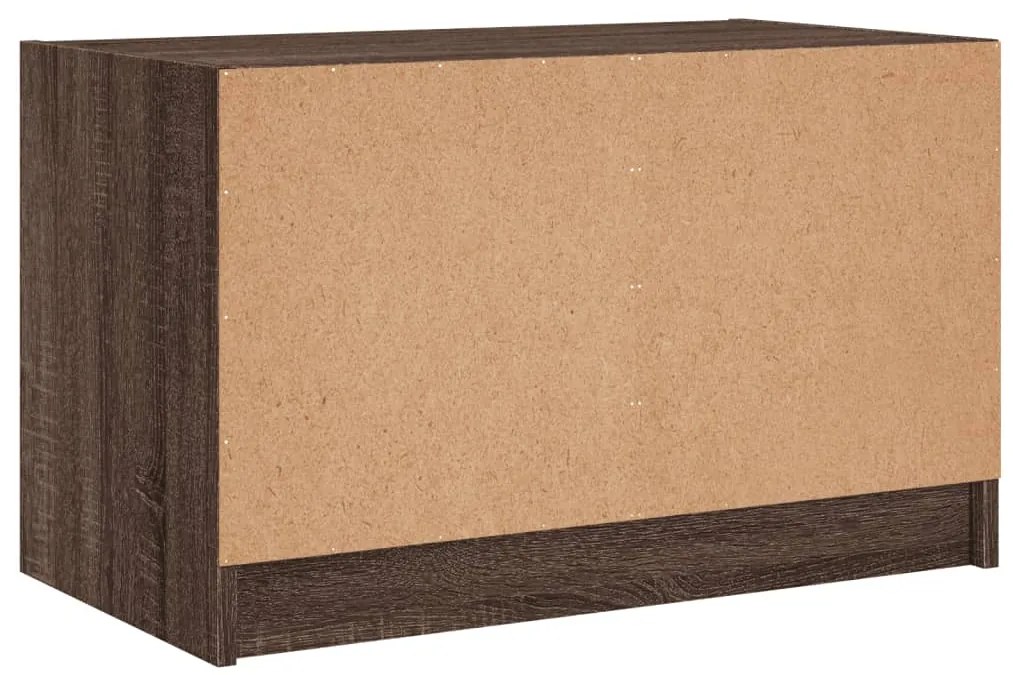 Móvel de TV c/ portas de vidro 68x37x42 cm carvalho castanho