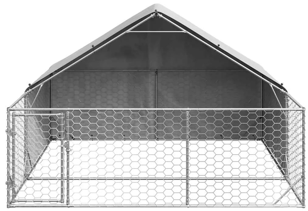 Canil exterior para cães com corredor 3x3x1,9 m aço galvanizado