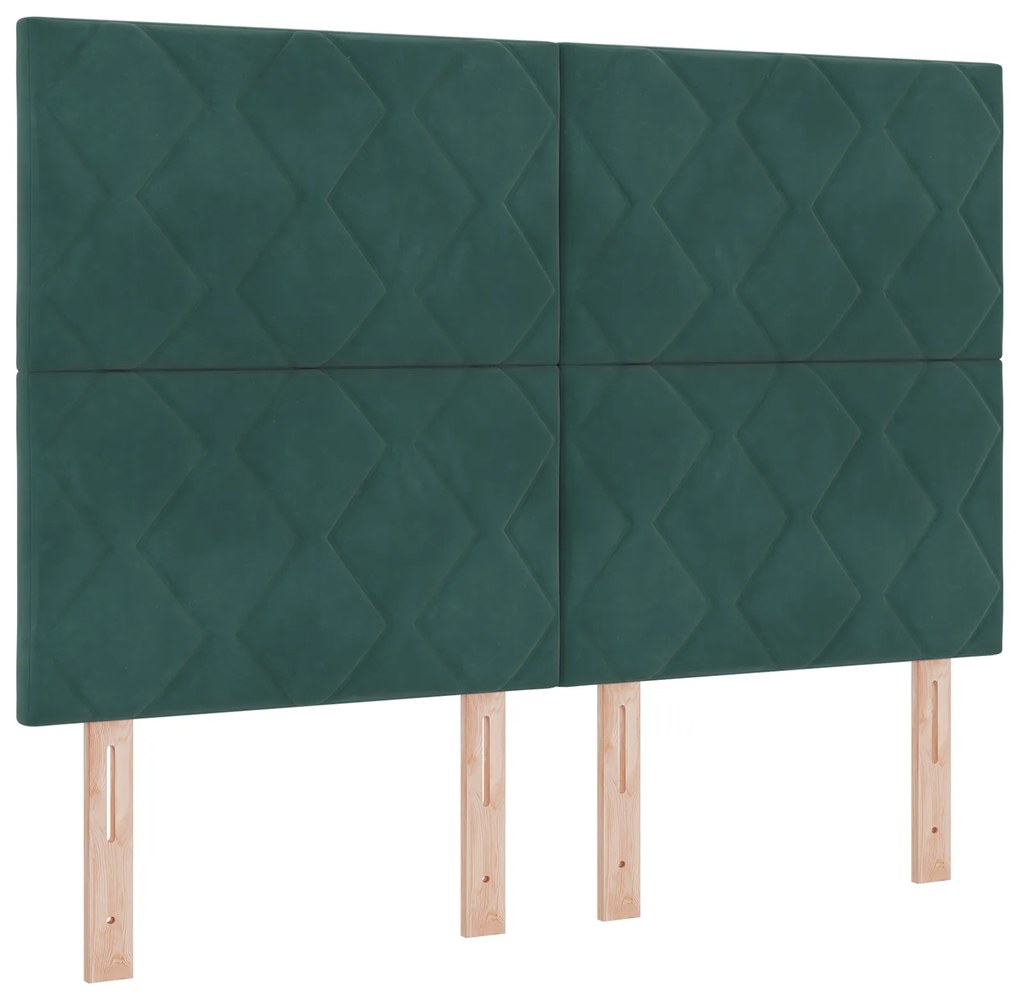 Cama Box com Colchão vidaXL Verde Escuro 140x190 cm Veludo