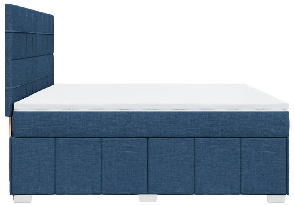 Cama com molas/colchão 200x200 cm tecido azul