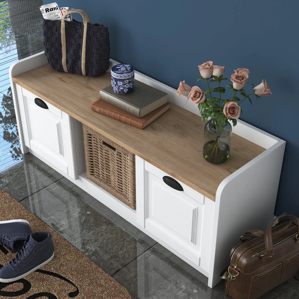 Sapateira P2 – Branco e Nogueira – 120x45x40 cm