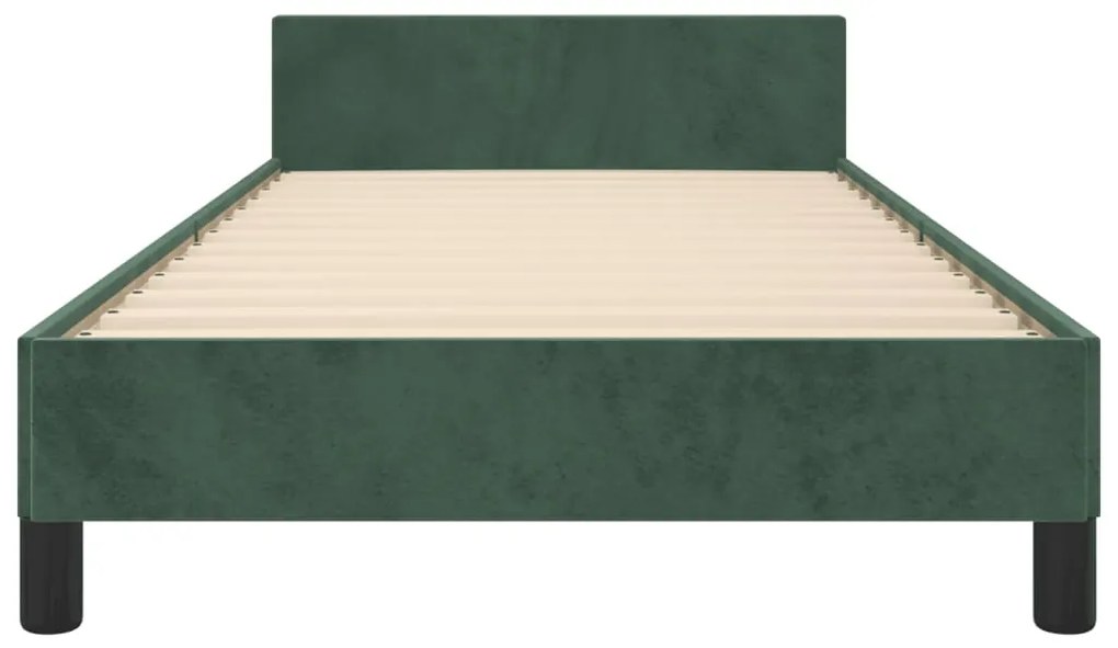 Estrutura de cama sem colchão 80x200 cm veludo verde-escuro