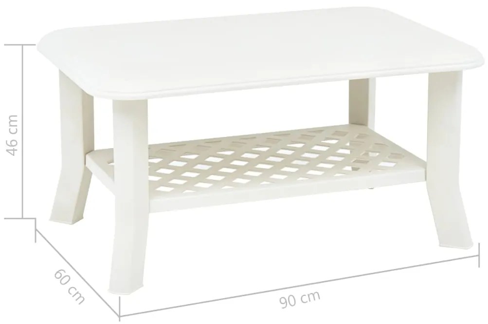 Mesa de centro 90x60x46 cm plástico branco