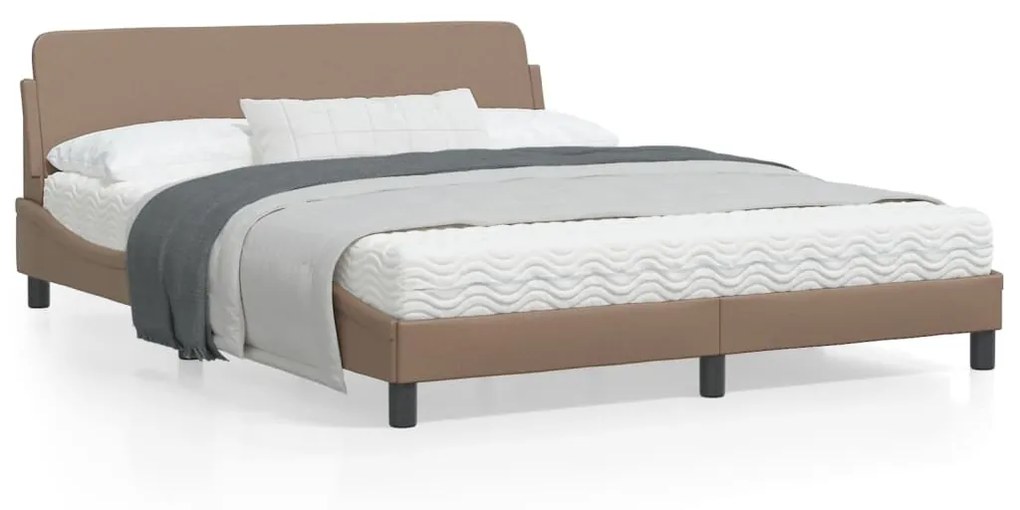 vidaXL Estrutura cama cabeceira 160x200 cm couro artificial cappuccino