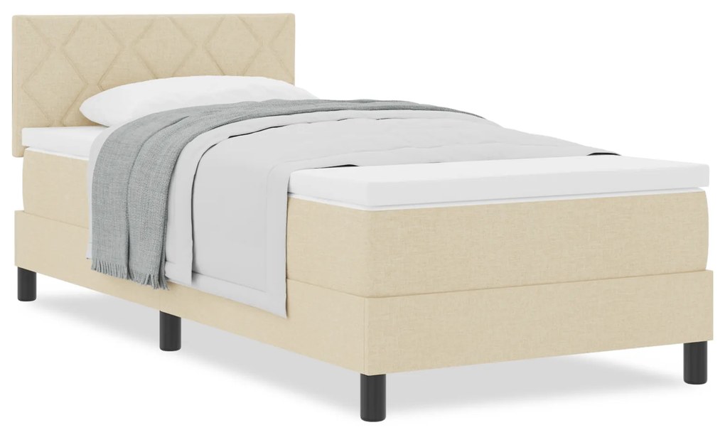 Cama Boxspring com Colchão Creme 100x200 cm Tecido