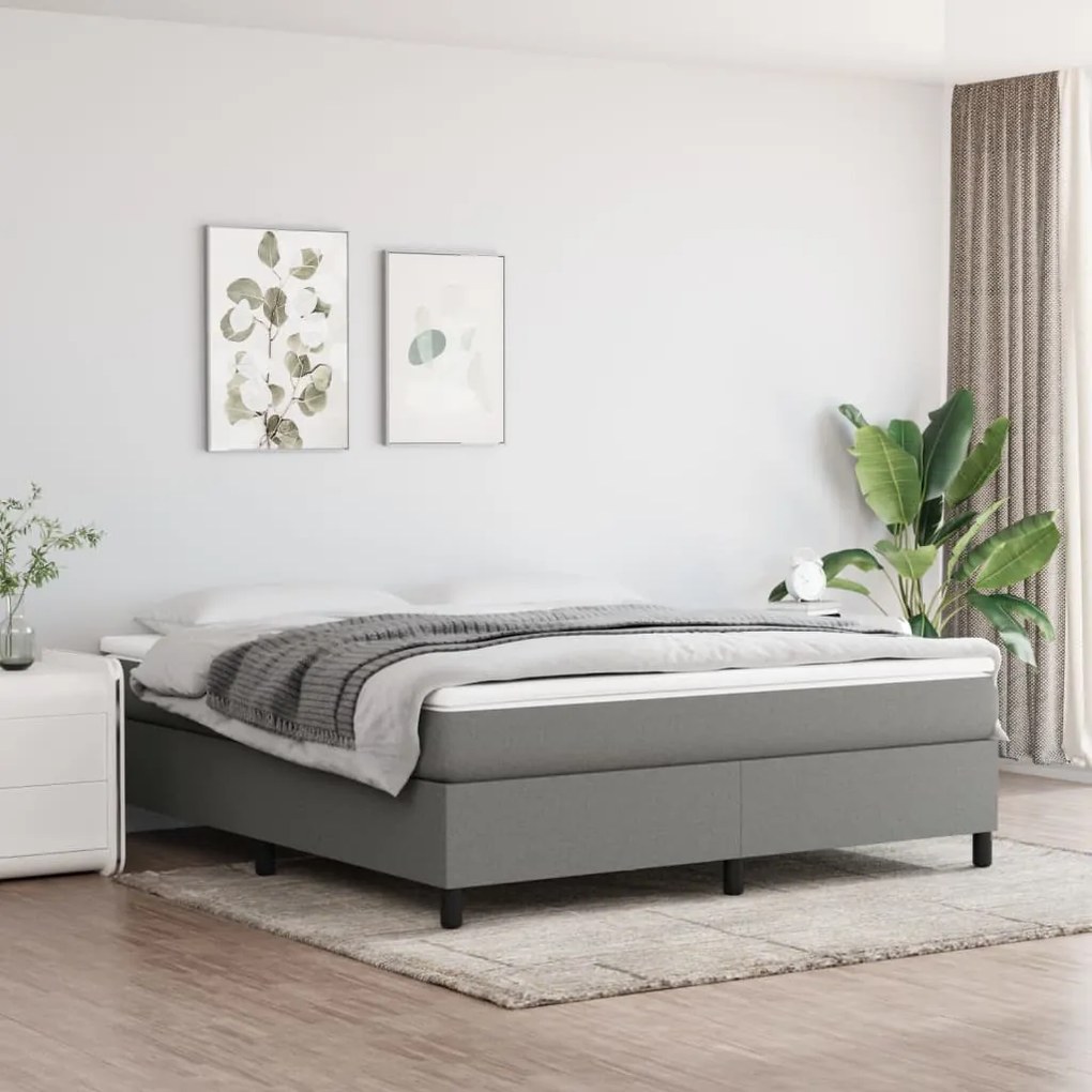 Estrutura de cama sem colchão 160x200 cm tecido cinzento-escuro