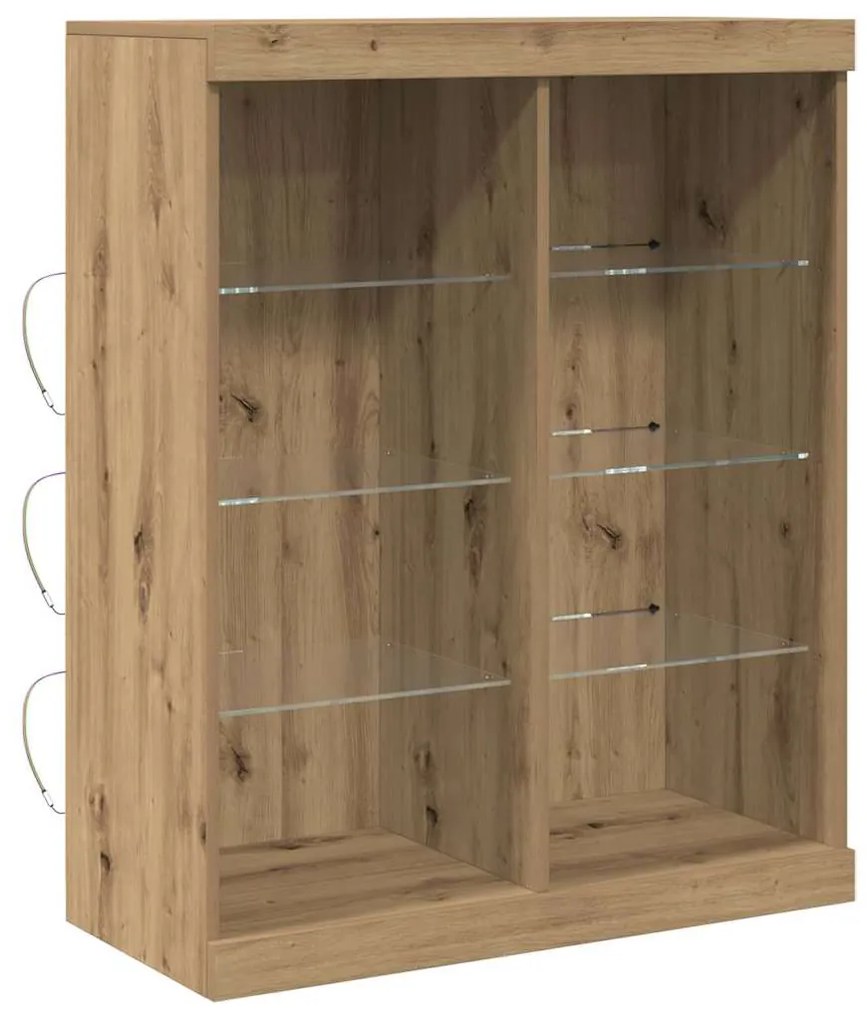Sideboard com Luzes LED Carvalho Artesanal 41x37x100 cm