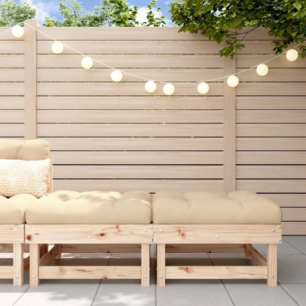 vidaXL Apoios de pés p/ jardim c/ almofadões 2 pcs pinho maciço