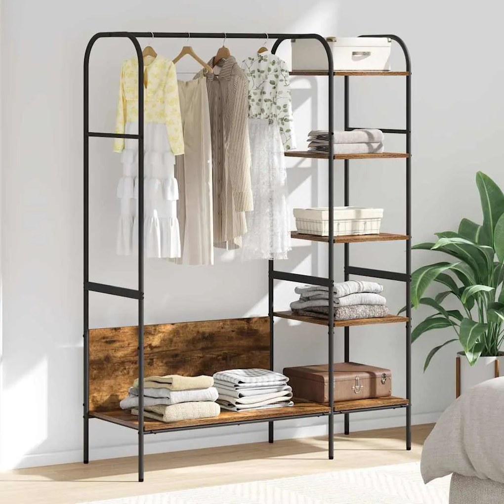 vidaXL Suporte para Roupas com prateleira Castanho 120 x 44 x 160 cm